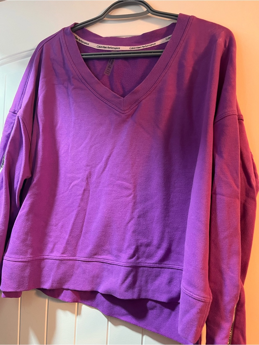 Calvin Klein Performance Bright Purple V-Neck Sweatshirt